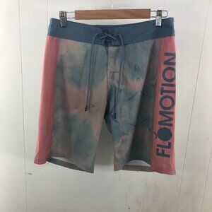 Flomotion blue tie dye and coral board shorts size 30